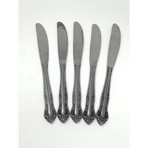 United Silver Acadia Stainless Dinner Place Knife Japan 8 3/8” Set Of 5
